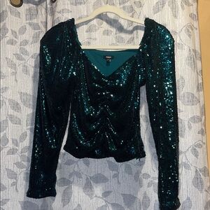 Express Sequin Long Sleeve Top